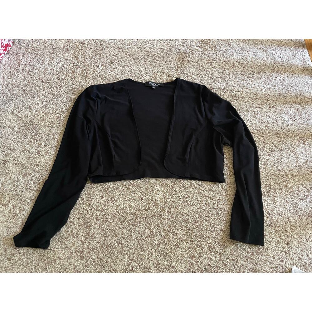 Onyx Nite womens medium black cropped sweater cardigan